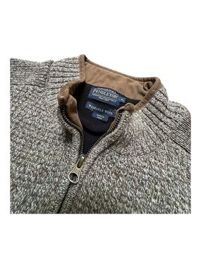 Pendleton Vest Men’s Marled Taupe Zip-Up Wool Sweater